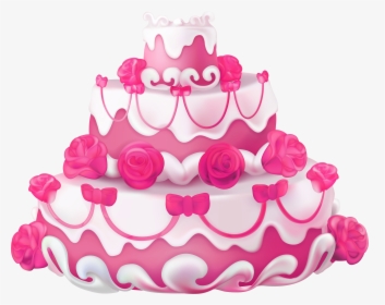 Pink Cake With Roses Transparent Clip Art Image​ - Pink Cake Images Png, Png Download, Free Download