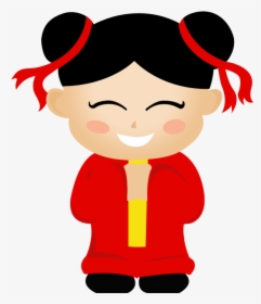 Chinese Clip Art Asian - Cartoon Chinese Girl Png, Transparent Png - kindpng