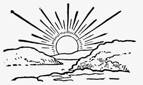 Sunrise Black And White Png - Sun Set Clipart Black And White, Transparent Png, Free Download