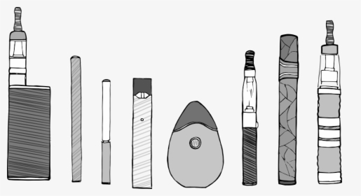 Black And White Illustration Of Different Types Of - Types Of E Cigarettes, HD Png Download, Free Download