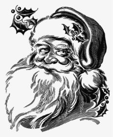 Santaclaus - Black And White Santa Drawing, HD Png Download, Free Download