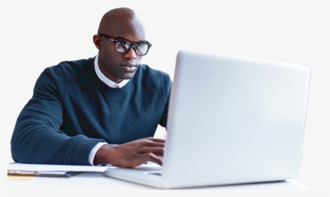 Man Consulting For Hr Services Usign Laptop - African Developer, HD Png Download, Free Download