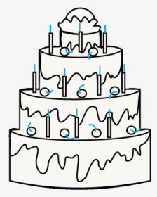 How To Draw Cake - 3 Layered Cake Drawing, HD Png Download - kindpng