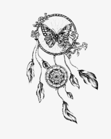 Bird Ideas Line Animals Tattoos Scorpio Freetoedit - Butterfly Dream Catcher Tattoo, HD Png Download, Free Download