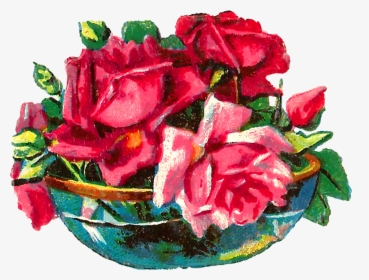 Artwork Flower Rose Pink Vase Botanical Art Image Png - Rose, Transparent Png, Free Download