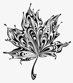Felicia Schneiderhan Black And White Maple Leaves Tattoo- - Abstract Design Of Leaf, HD Png Download, Free Download