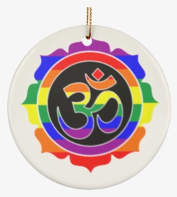 Rainbow Om Symbol Ceramic Circle Ornament - Circle, HD Png Download, Free Download