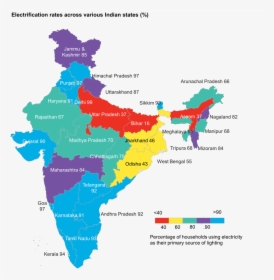 Map Of Electrification Rates Across Various Indian - Bikaner In India Map, HD Png Download, Free Download