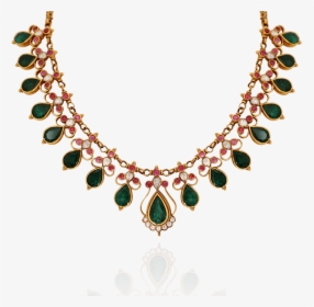 Ethnic Emerald Gold Necklace - Ruby Emerald Gold Necklace, HD Png Download, Free Download