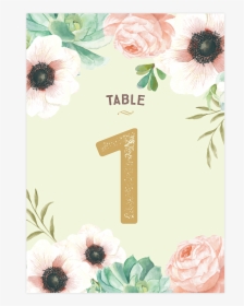 Invitation Mariage Personnalise Fleurs Pink Mint Bouquet - Numero Table Mariage A Imprimer, HD Png Download, Free Download