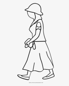 Woman Walking Coloring Page - Imagenes Para Colorear De Mujer Caminando, HD Png Download, Free Download