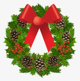 Corona Navideña Con Cinta - Clip Art Christmas Wreath, HD Png Download, Free Download