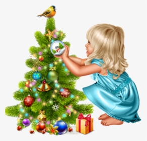 Tube Noël, Petite Fille, Sapin / Dibujo Niña De Navidad - Christmas Day, HD Png Download, Free Download