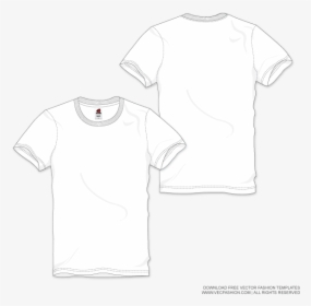 Men White Round Neck T Shirt Vector Template Trazo - Mens T Shirt Flat, HD Png Download, Free Download