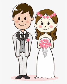 Bride And Groom Kissing Clipart Image - Clipart Groom And Bride Cartoon, HD Png Download, Free Download