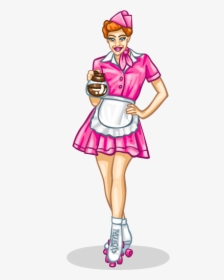 1950s Waitress Roller Skates - 1950s Milkshake Clipart Png, Transparent Png, Free Download