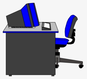 Office Desk Svg Clip Arts - Computer On Desk Clipart, HD Png Download, Free Download