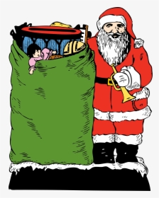 Christmas Vintage Santa With Toy Bag Card Clipart Santa - Santa Claus, HD Png Download, Free Download