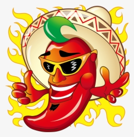 Cuisine Pepper Jalapexf1o Mexican Vector Chili Cartoon - Cartoon Chili Pepper Clip Art, HD Png Download, Free Download