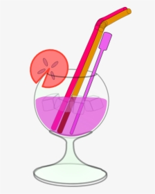 Glass Juice Straw Lemon Ice, HD Png Download, Free Download