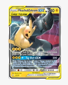 Pikachu & Zekrom-gx Tag Team Pokémon Card - Pokemon Tcg Team Up, HD Png Download, Free Download
