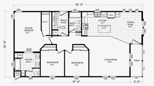 27 X 52 Double Wide Floor Plans, HD Png Download, Free Download