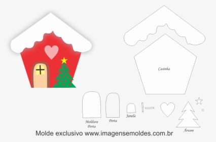 Molde Casinha De Natal Em Feltro , Png Download - Casinha De Natal Eva, Transparent Png, Free Download