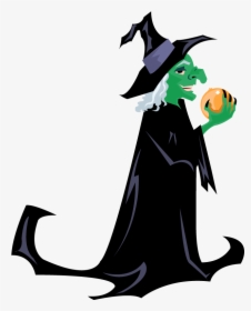 Holidays � Halloween � Green Witch With Orb - Halloween Green Witch Cartoon, HD Png Download, Free Download