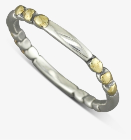 925 Sterling Silver Ring With Gold Nugget Dots Size - Bracelet, HD Png Download, Free Download