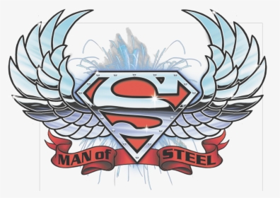 Superman Chrome Wings Shield Pullover Hoodie - Superman Logo With Wings, HD Png Download, Free Download