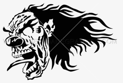 Black And White Printed T-shirt Evil Clown Clip Art - Scary Clipart Pictures Black And White, HD Png Download, Free Download