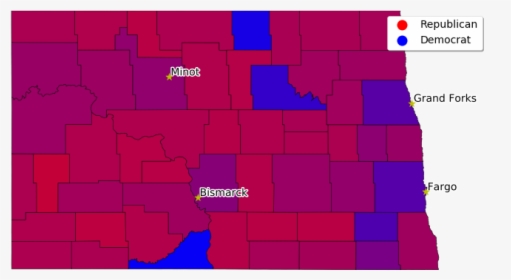 North Dakota Counties Republican Vs Democrat, HD Png Download, Free Download