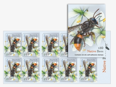 Booklet Of 10 $1 Wasp-mimic Bee Stamps Product Photo - Hornet, HD Png Download, Free Download