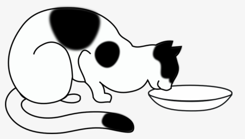 Gato, Taça, Black, Comer, Animal De Estimação - Draw A Cat Eating, HD Png Download, Free Download