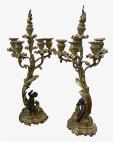1870s Antique French Pair Of Napoleon Iii Bronze And - Bronze Antique Candelabra, HD Png Download, Free Download