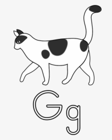 Letra G De Gato Para Colorear - Cat Walking Clipart Black And White, HD Png Download, Free Download