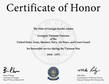 V50certificatekemp Example - Vietnam War, HD Png Download, Free Download