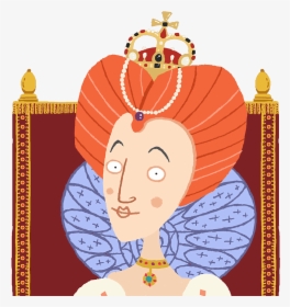 Queen Elizabeth Sat In Her Throne - Cartoon Queen Elizabeth 1, HD Png Download, Free Download