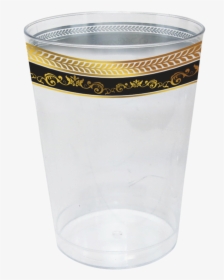 Elegant Disposable Cup 300ml Black-gold Trim 10pcs - Table-glass, HD Png Download, Free Download