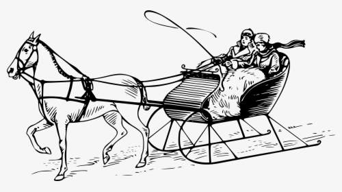 Sled Clip Arts - Horse Drawn Sleigh Vector, HD Png Download, Free Download