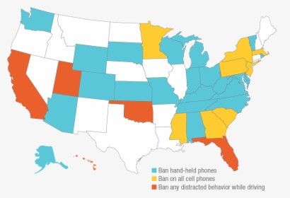 Map Of Cell Phone Bans - Democratic Vs Republican Counties, HD Png Download, Free Download