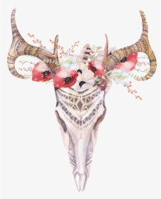 Deer Antler Bohemianism Skull Boho Chic - Bohemian Deer Skull Print, HD Png Download, Free Download