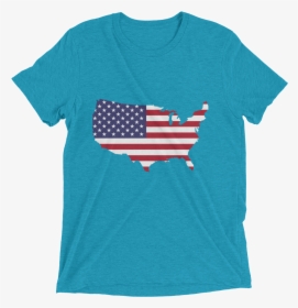 Short Sleeve T-shirt With Us Flag On Star Design - T-shirt, HD Png Download, Free Download