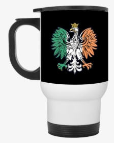 Irish Flag Polish Eagle White Travel Mug - Irish And Polish Eagle, HD Png Download, Free Download