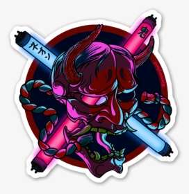 Neon Oni Sticker - Neon Sticker Png, Transparent Png, Free Download