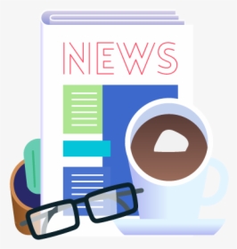Picture Of Coffee In Front Of A Book Labeled News - Graphic Design, HD Png Download, Free Download