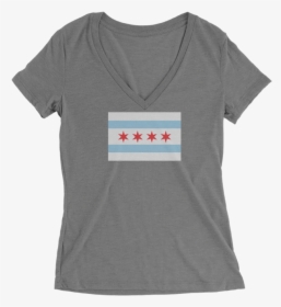 Womens Chicago Flag Womens V Neck The T Shirt Deli, - Chicago Flag, HD Png Download, Free Download