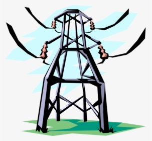 Vector Illustration Of Transmission Tower Carries Electrical - Electrical Tower Png, Transparent Png, Free Download