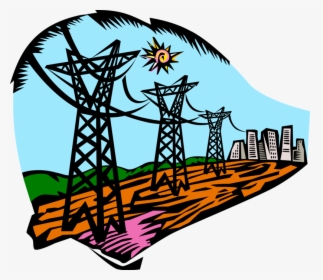 Vector Illustration Of Transmission Towers Carry Electrical - Hidrelétricas Png, Transparent Png, Free Download