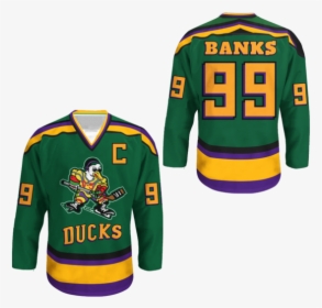 Ducks Adam Banks 99 Hockey Jersey Stitch Sewn All Sizes - Mighty Ducks Movie Jersey, HD Png Download, Free Download